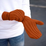 Варежки вязаные НАСВЯЗИ© шерсть/акрил Оранжевый
