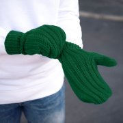Варежки вязаные НАСВЯЗИ© шерсть/акрил Темно-зелёный