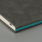 Ежедневник недатированный Muse, темно-серый, А5, с бирюзовой декоративной полосой, блок в линейку Темно-серый