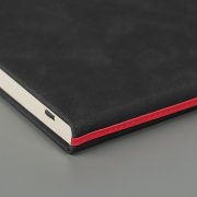 Ежедневник недатированный Muse, черный, формат А5, с декоративной красной полосой, блок в линейку Черный