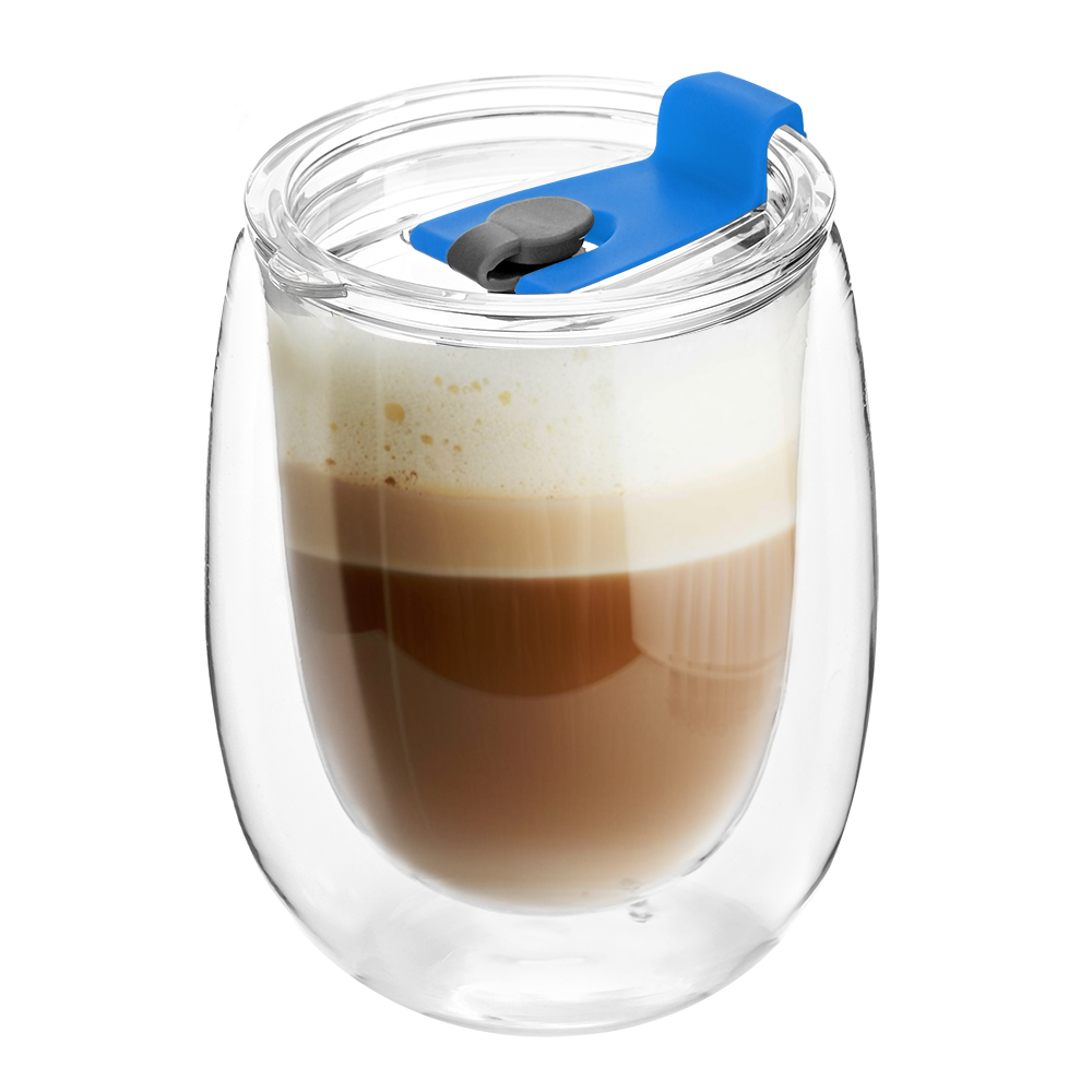 Стакан стеклянный Mango To Go, белый/синий арт. 56001.01.03 Стакан стеклянный Mango To Go, белый/синий арт. 56001.01.03