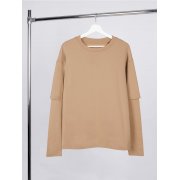 Футболка оверсайз с двойным рукавом Kosmos, бежевая арт. 19180.12