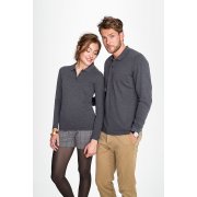 Рубашка поло мужская с длинным рукавом PERFECT LSL MEN, серый меланж арт. 02087360 Рубашка поло мужская с длинным рукавом PERFECT LSL MEN, серый меланж арт. 02087360