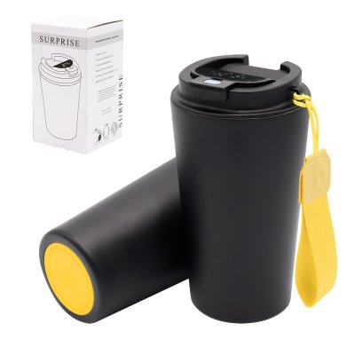 Термокружка Surprise To Go с индикатором, чёрная/жёлтая арт. 5052.02.06
