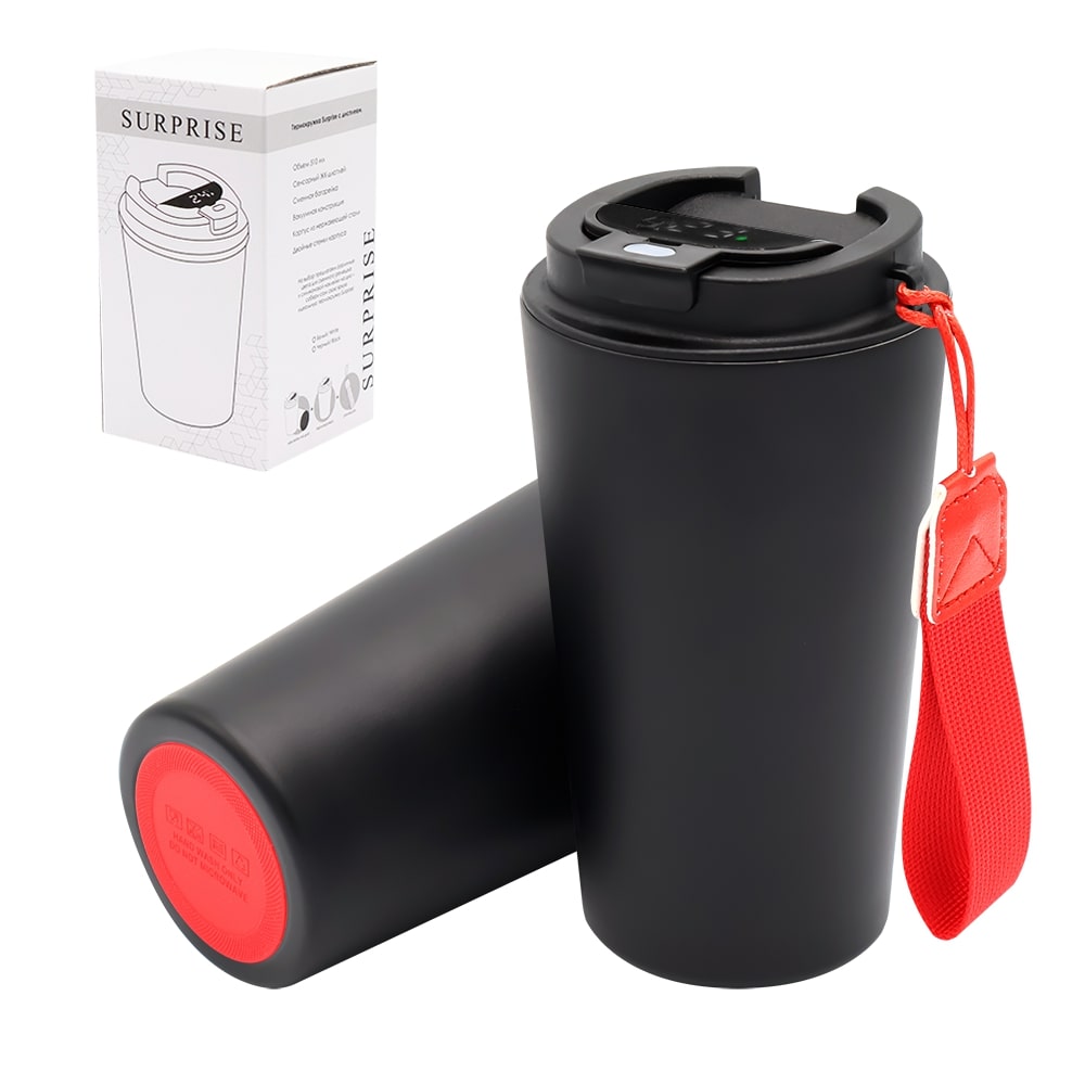 Термокружка Surprise To Go с индикатором, чёрная/красная арт. 5052.02.05 Термокружка Surprise To Go с индикатором, чёрная/красная арт. 5052.02.05