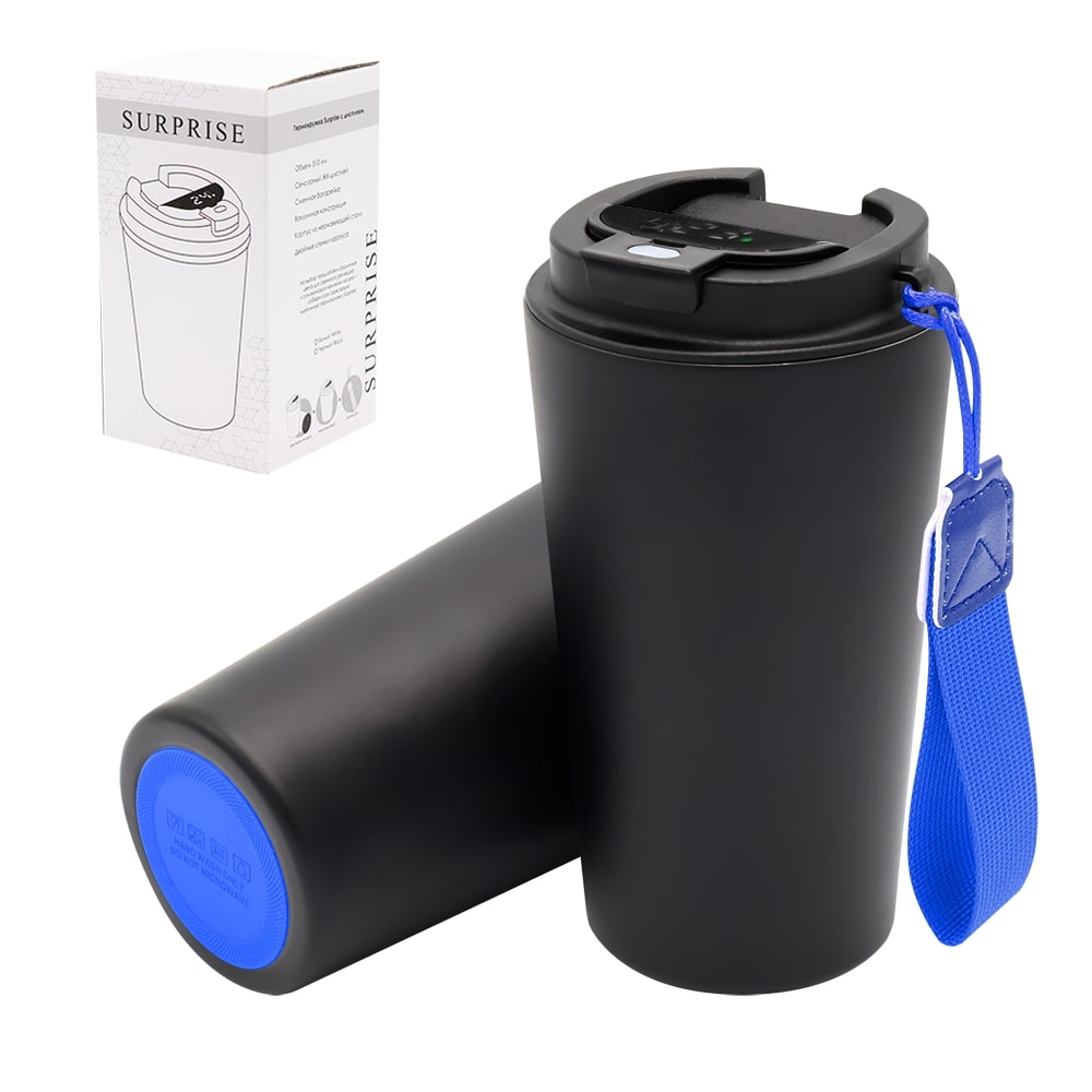 Термокружка Surprise To Go с индикатором, чёрная/синяя арт. 5052.02.03 Термокружка Surprise To Go с индикатором, чёрная/синяя арт. 5052.02.03