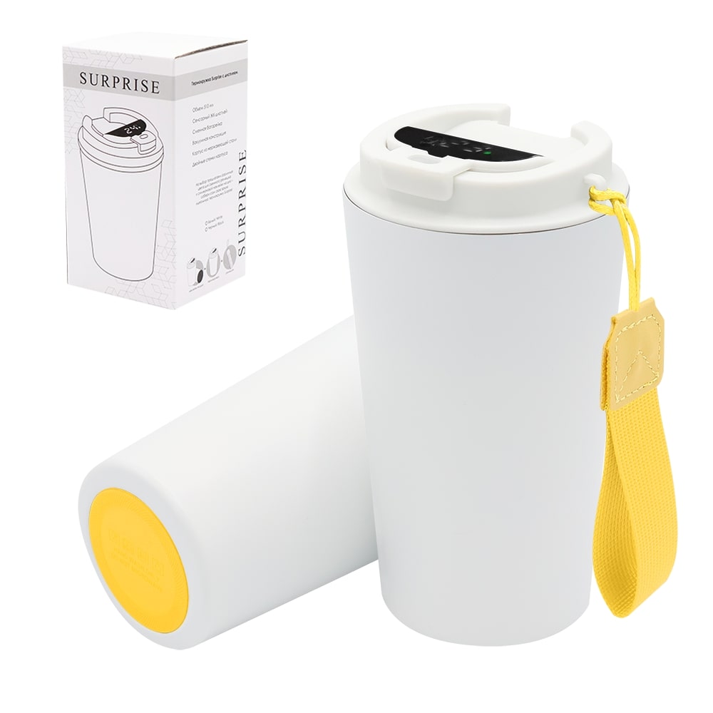 Термокружка Surprise To Go с индикатором, белая/жёлтая арт. 5052.01.06 Термокружка Surprise To Go с индикатором, белая/жёлтая арт. 5052.01.06