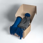 Набор подарочный COLD NIGHT: шарф и шапка, термокружка; синий Синий арт. 39534/24