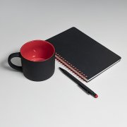 Набор подарочный FLAME: блокнот, ручка, кружка; черный/красный Черный арт. 39536/35/08