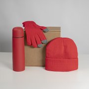 Набор подарочный GET WARM: перчатки, шапка, термос; красный Красный арт. 39531/08