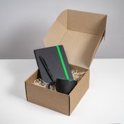 Набор подарочный HYPER: кружка, ежедневник, ручка; черный/зеленый Черный арт. 39533/35/15