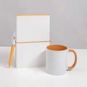 Набор подарочный WHITE VEIL: блокнот, ручка, кружка; белый/оранжевый Белый арт. 39532/01/06