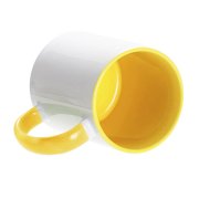 Кружка для сублимации, 330 мл, d=82 мм, стандарт А, белая, желтая внутри, желтая ручка Жёлтый