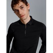 Рубашка поло мужская с длинным рукавом Terrazzo, черная арт. 19098.30 Рубашка поло мужская с длинным рукавом Terrazzo, черная арт. 19098.30
