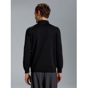 Рубашка поло мужская с длинным рукавом Terrazzo, черная арт. 19098.30 Рубашка поло мужская с длинным рукавом Terrazzo, черная арт. 19098.30