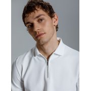 Рубашка поло мужская с длинным рукавом Terrazzo, белая арт. 19098.60 Рубашка поло мужская с длинным рукавом Terrazzo, белая арт. 19098.60