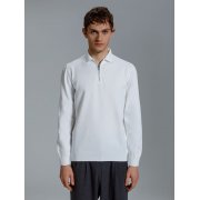 Рубашка поло мужская с длинным рукавом Terrazzo, белая арт. 19098.60 Рубашка поло мужская с длинным рукавом Terrazzo, белая арт. 19098.60
