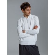 Рубашка поло мужская с длинным рукавом Terrazzo, белая арт. 19098.60 Рубашка поло мужская с длинным рукавом Terrazzo, белая арт. 19098.60