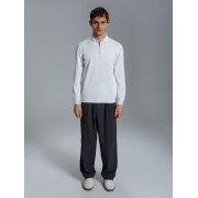 Рубашка поло мужская с длинным рукавом Terrazzo, белая арт. 19098.60 Рубашка поло мужская с длинным рукавом Terrazzo, белая арт. 19098.60