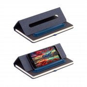 Блокнот "Magnet" с ручкой Vega на магните, с подставкой под смартфон темно-синий