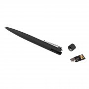 Ручка шариковая "Secret" с флеш-картой 32Gb OTG (USB2.0/Type-C), покрытие soft touch черный