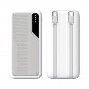 Зарядное устройство "Connect" 10000 mAh со встроенными Type-C/Lightning кабелями белый с серым