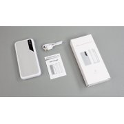 Зарядное устройство "Connect" 10000 mAh со встроенными Type-C/Lightning кабелями белый с серым