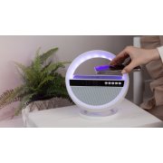 Bluetooth колонка "Smart Orb" 5Вт с беспроводным (15W) ЗУ, лампой, часами, FM радио белый