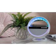 Bluetooth колонка "Smart Orb" 5Вт с беспроводным (15W) ЗУ, лампой, часами, FM радио белый