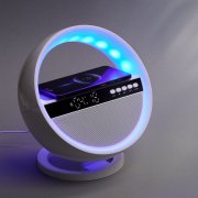 Bluetooth колонка "Smart Orb" 5Вт с беспроводным (15W) ЗУ, лампой, часами, FM радио белый