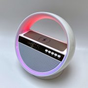 Bluetooth колонка "Smart Orb" 5Вт с беспроводным (15W) ЗУ, лампой, часами, FM радио белый