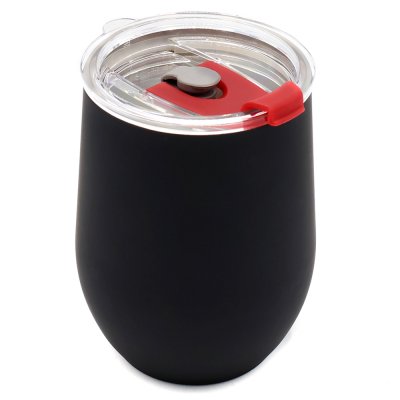 Термокружка с двойной стенкой SOFTO To Go софт-тач, черная/красная арт. 5032.02.05