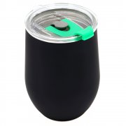 Термокружка с двойной стенкой SOFTO To Go софт-тач, черная/зелёная