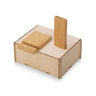 Подарочный набор с БЗУ и внешним аккумулятором «Bamboo Set» арт. 700529