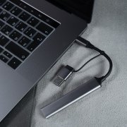 USB-хаб BRANCH 4 в 1, серый, алюминий Серый