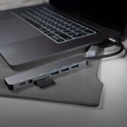 USB-хаб ROOT 8 в 1, серый, алюминий Серый