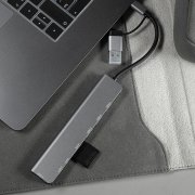 USB-хаб ROOT 8 в 1, серый, алюминий Серый