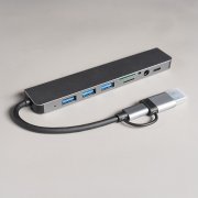 USB-хаб ROOT 8 в 1, серый, алюминий Серый