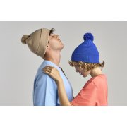 Шапка вязаная двойная Wind-S с помпоном Оливковый