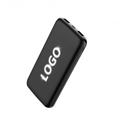 Внешний аккумулятор Kugo, 10000 mAh с подсветкой гравировки, черный