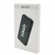 Внешний аккумулятор Kugo, 10000 mAh с подсветкой гравировки, черный