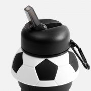 Складная бутылка для воды Football Flex, белая с черным арт. 17492.63