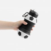 Складная бутылка для воды Football Flex, белая с черным арт. 17492.63