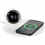 Станция беспроводной зарядки с часами и подсветкой GlobeBee, белая арт. 16365.60 Станция беспроводной зарядки с часами и подсветкой GlobeBee, белая арт. 16365.60