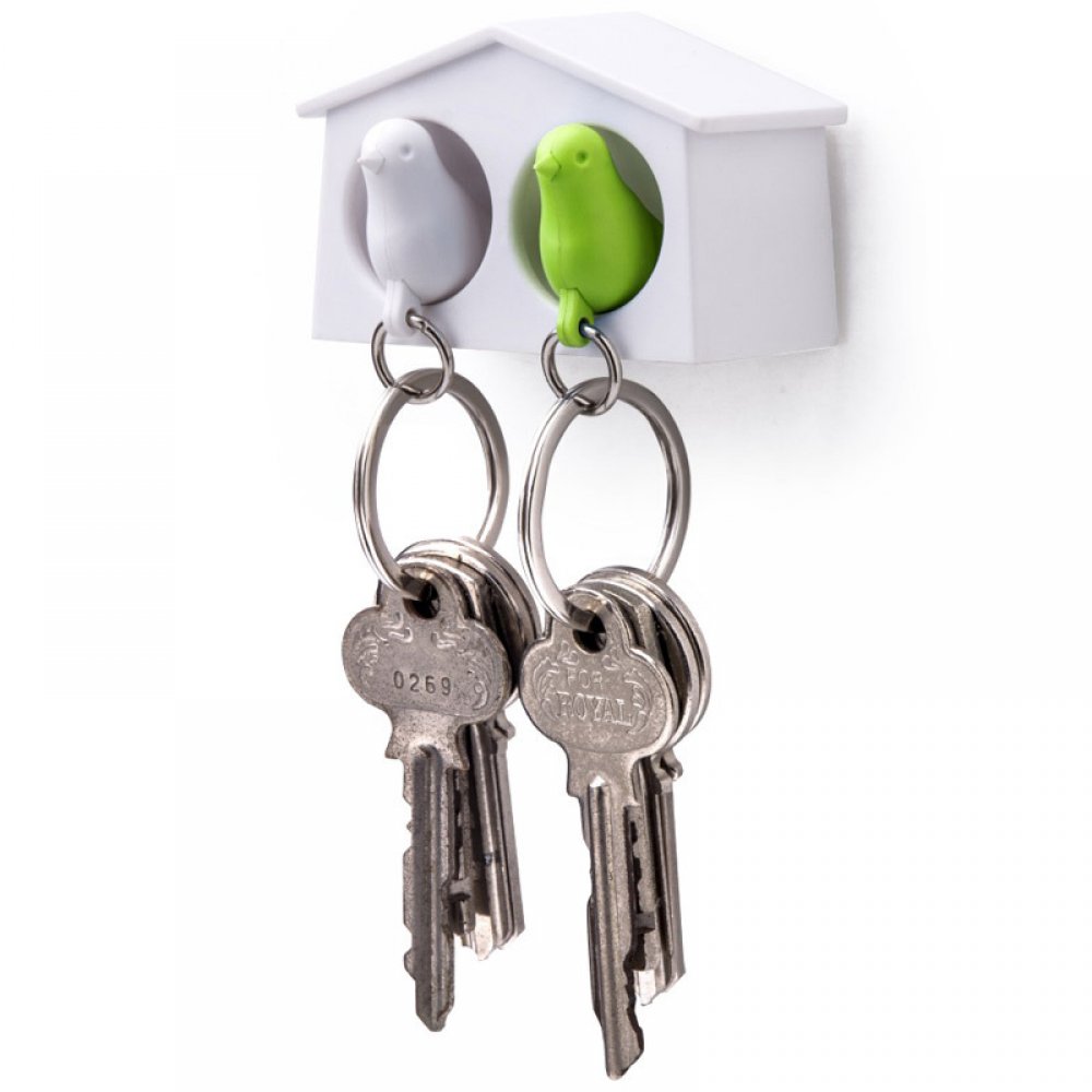 Держатель и брелок для ключей двойной Mini Duo Sparrow арт. QL10185-WH-WH-GN Держатель и брелок для ключей двойной Mini Duo Sparrow арт. QL10185-WH-WH-GN