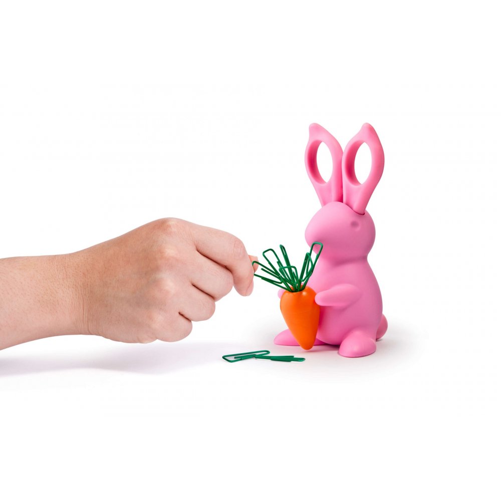 Ножницы и магнит со скрепками Bunny, розовые арт. QL10115-PK Ножницы и магнит со скрепками Bunny, розовые арт. QL10115-PK