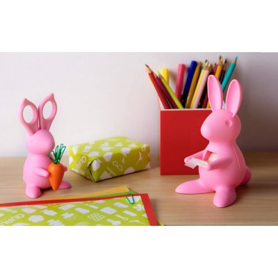 Ножницы и магнит со скрепками Bunny, розовые