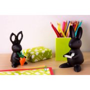 Ножницы и магнит со скрепками Bunny, чёрные