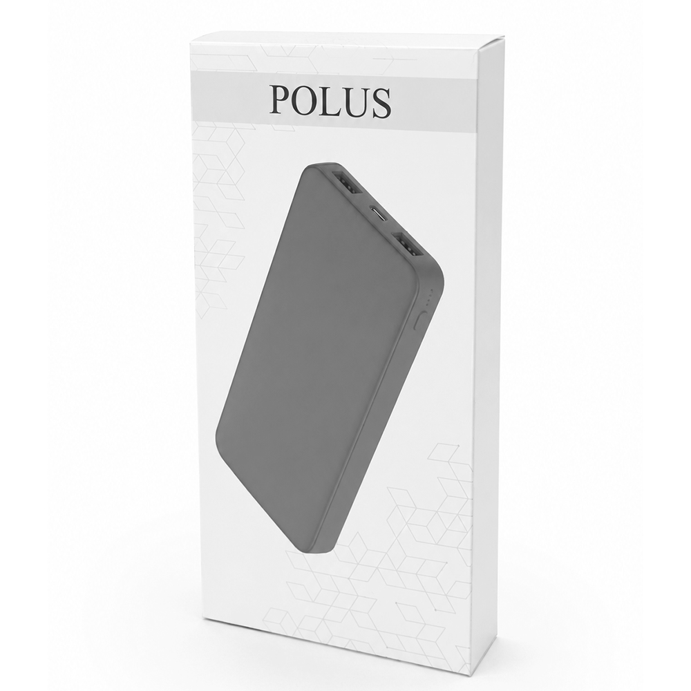 Внешний аккумулятор Polus, 10000 Mah, софт-тач покрытие, серый арт. 2018.20.01 Внешний аккумулятор Polus, 10000 Mah, софт-тач покрытие, серый арт. 2018.20.01