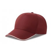 Бейсболка RECY FIVE PIPING, 5 клиньев, застежка-липучка Бордовый